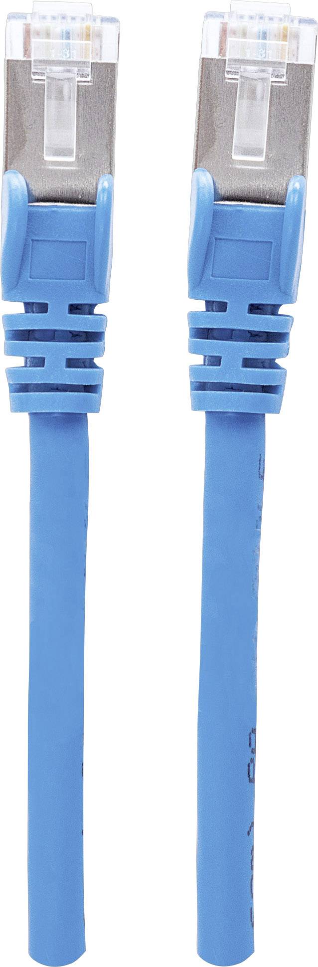 Intellinet 740661 RJ45 Netwerkkabel, patchkabel CAT 6A S/FTP 0.50 m Blauw Folie afscherming, Afscherming gevlochten, Afg