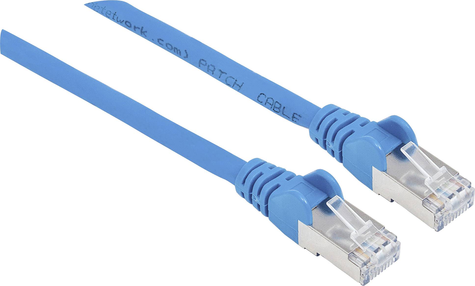 Intellinet 740852 RJ45 Netwerkkabel, patchkabel CAT 6A S/FTP 2.00 m Blauw Folie afscherming, Afscherming gevlochten, Afg