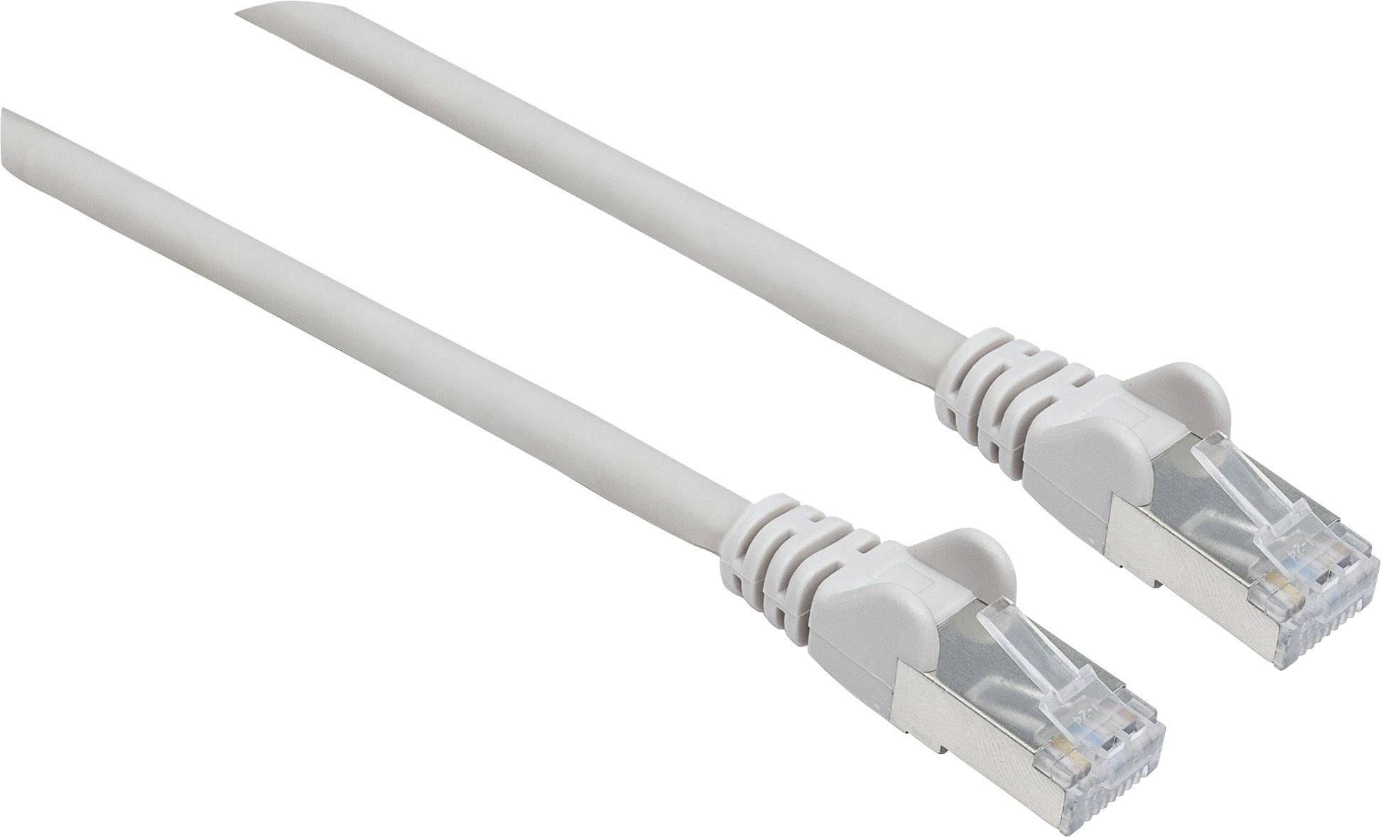 Intellinet 741217 RJ45 Netwerkkabel, patchkabel CAT 6A S/FTP 30.00 m Grijs Folie afscherming, Afscherming gevlochten, Af