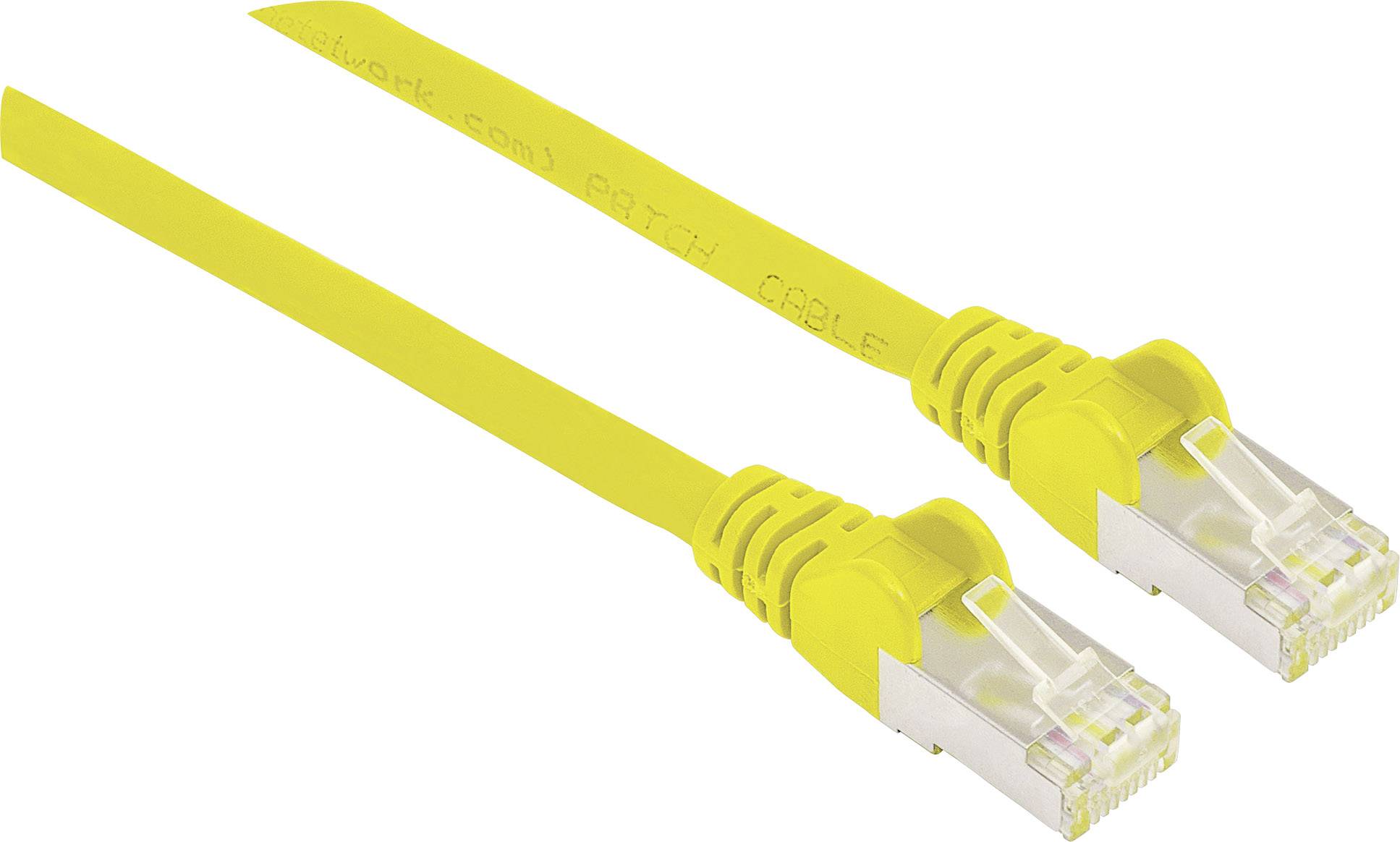 Intellinet 740586 RJ45 Netwerkkabel, patchkabel CAT 6A S/FTP 0.25 m Geel Folie afscherming, Afscherming gevlochten, Afge