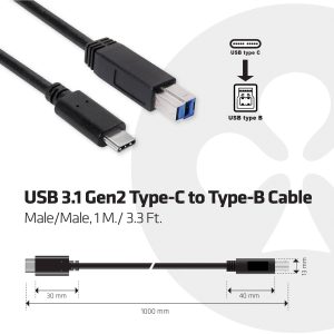 club3D CAC-1524 USB-kabel USB 3.2 Gen1 USB-C stekker, USB-B stekker 1.00 m Meerdere kleuren club3D CAC-1524 USB-kabel USB 3.2 Gen1 USB-C stekker, USB-B stekker 1.00 m Meerdere kleuren
