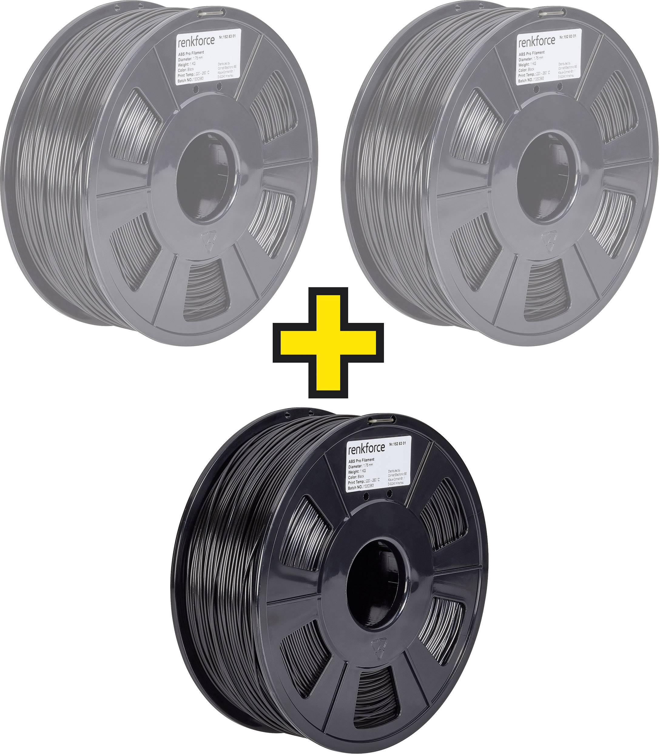 Renkforce RF-3294334 Filamentpakket ABS kunststof 1.75 mm Zwart 3 kg