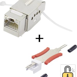 Renkforce RJ45-inbouwmodule Met vergrendelingsfunctie/inclusief ontgrendelgereedschap Keystone CAT 6A KSV10 + Tooling