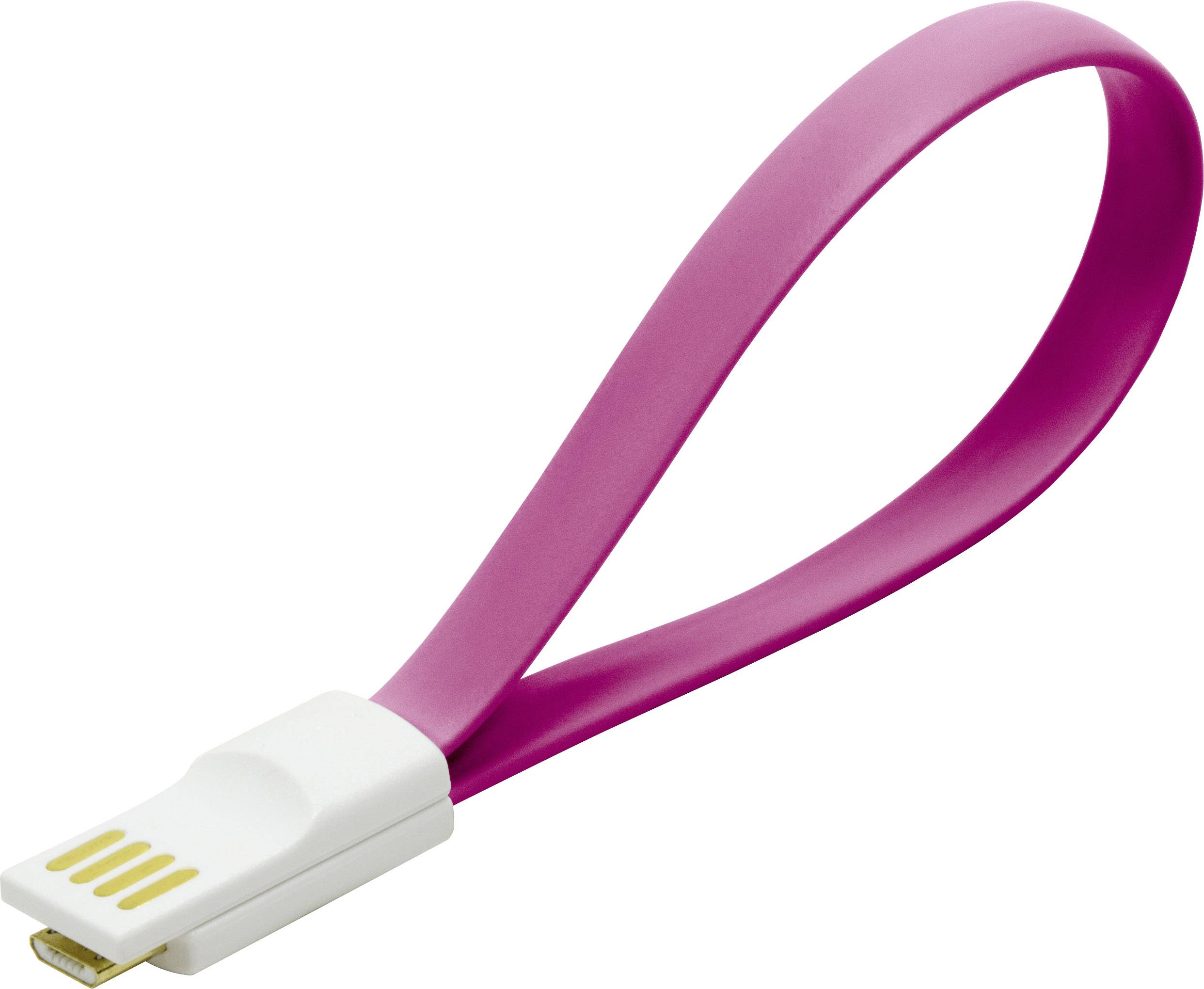 LogiLink CU0087 USB-kabel USB 2.0 USB-A stekker, USB-micro-B stekker 0.22 m Pink Magneet op de kabeleinden