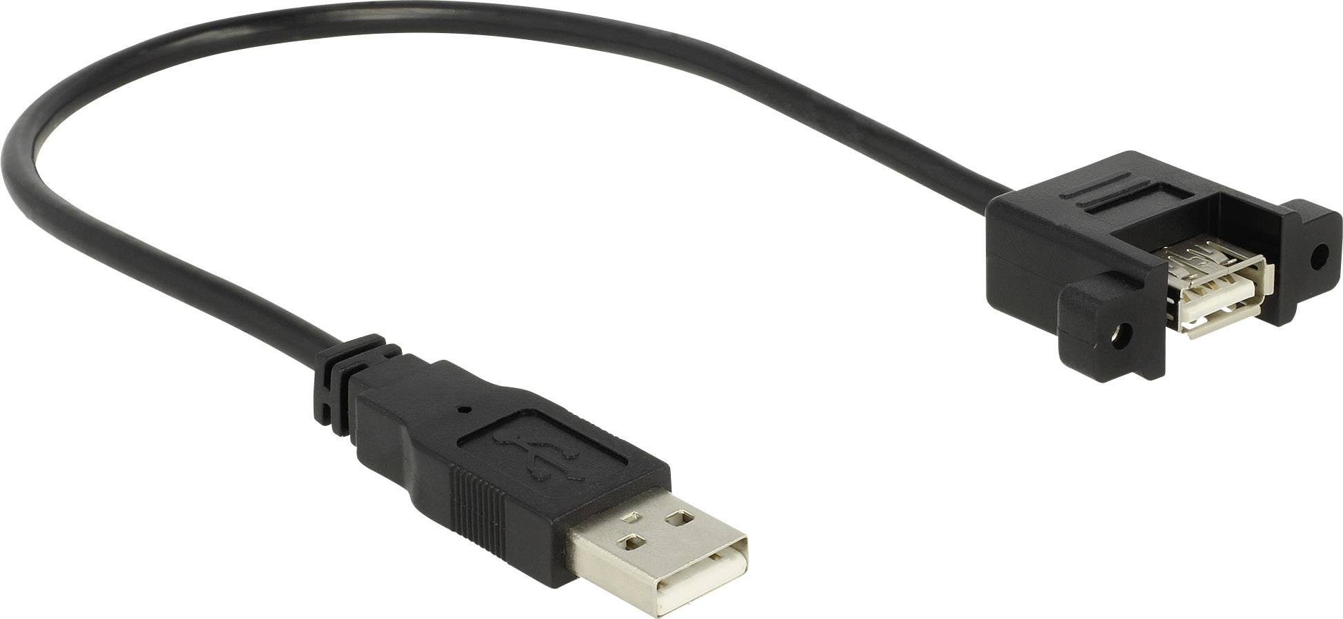 Delock 85462 USB-kabel USB 2.0 USB-A stekker, USB-A bus 0.25 m Zwart Vergulde steekcontacten