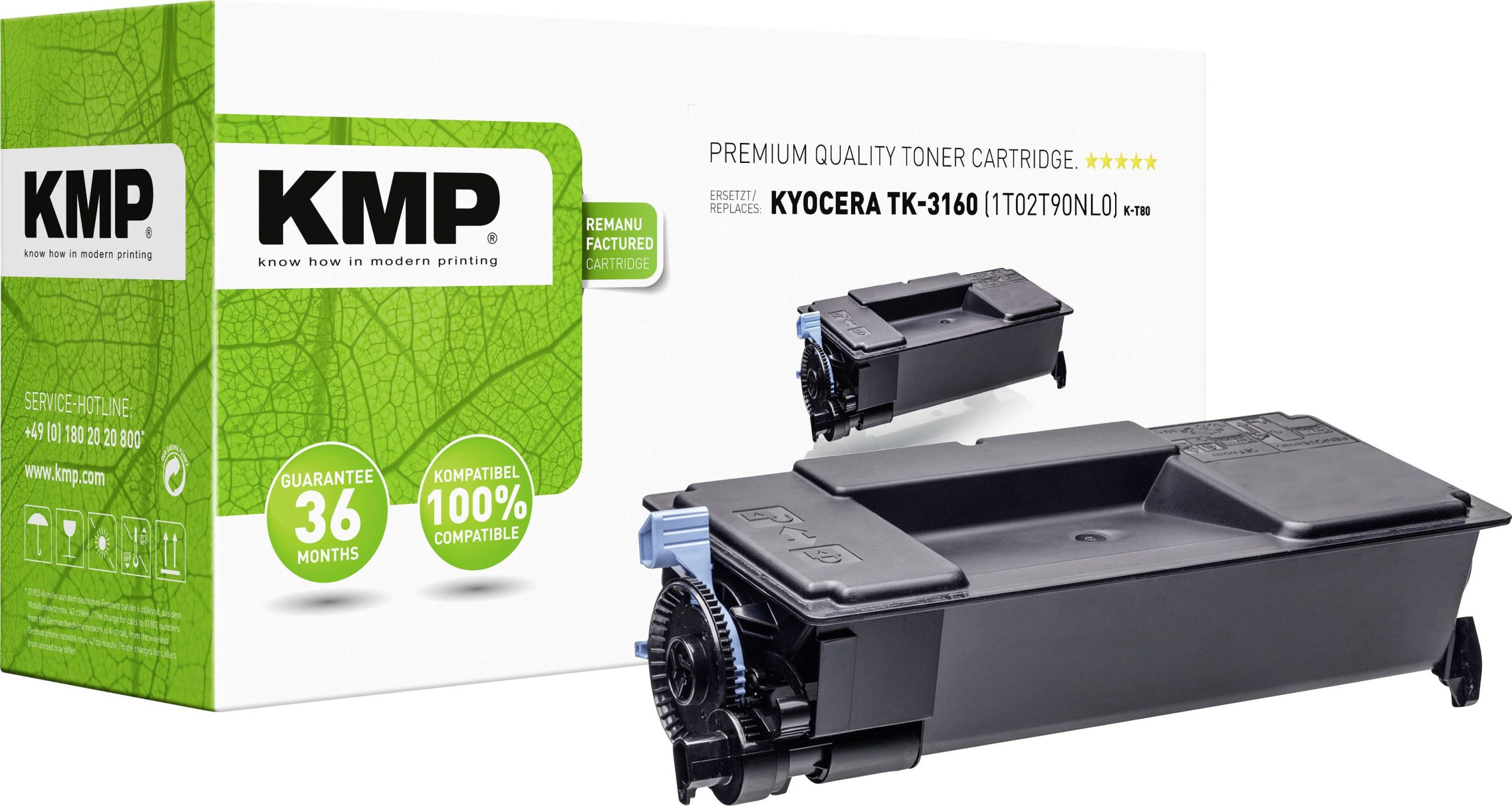 KMP Toner vervangt Kyocera TK-3160 Compatibel Zwart 14000 bladzijden K-T80 2917,0000