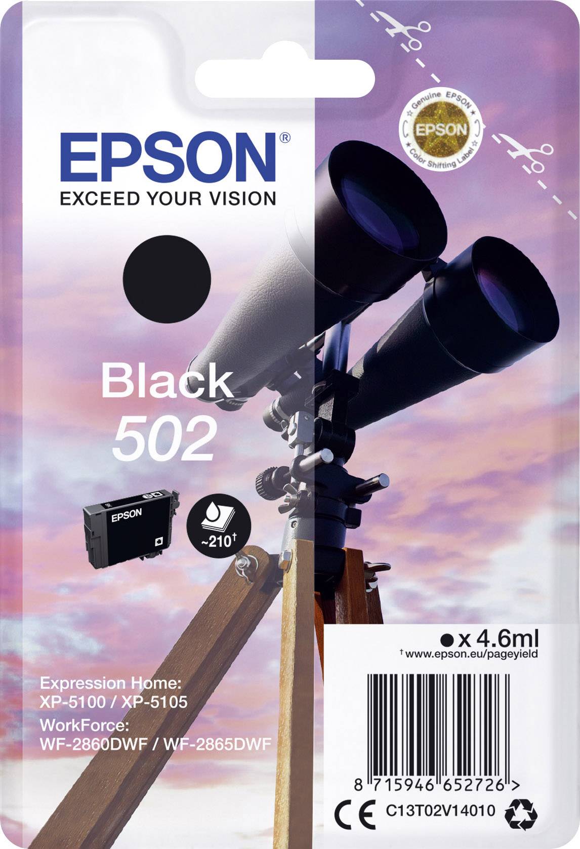 Epson Inktcartridge 502 Origineel Zwart C 13 T 02V14010