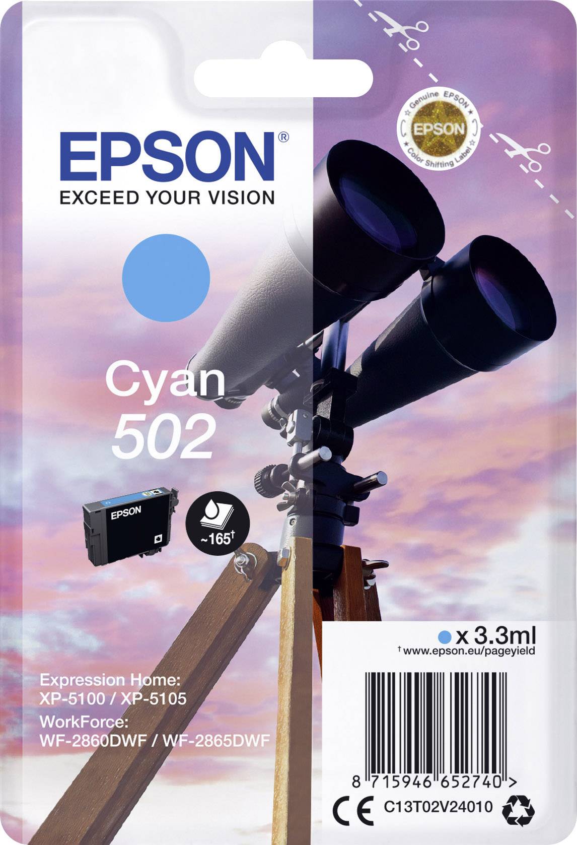 Epson Inktcartridge 502 Origineel Cyaan C 13 T 02V24010