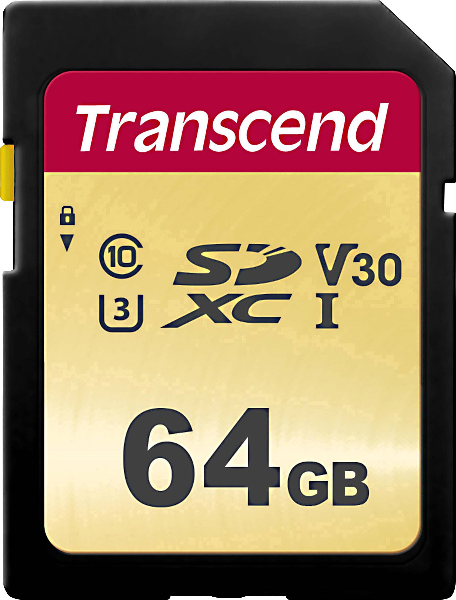 Transcend Premium 500S SDXC-kaart 64 GB Class 10, UHS-I, UHS-Class 3, v30 Video Speed Class