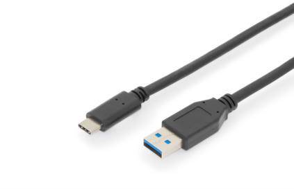Digitus AK-300146-010-S USB-kabel USB 3.2 Gen1 USB-C stekker, USB-A stekker 1.00 m Zwart Afgeschermd (dubbel)