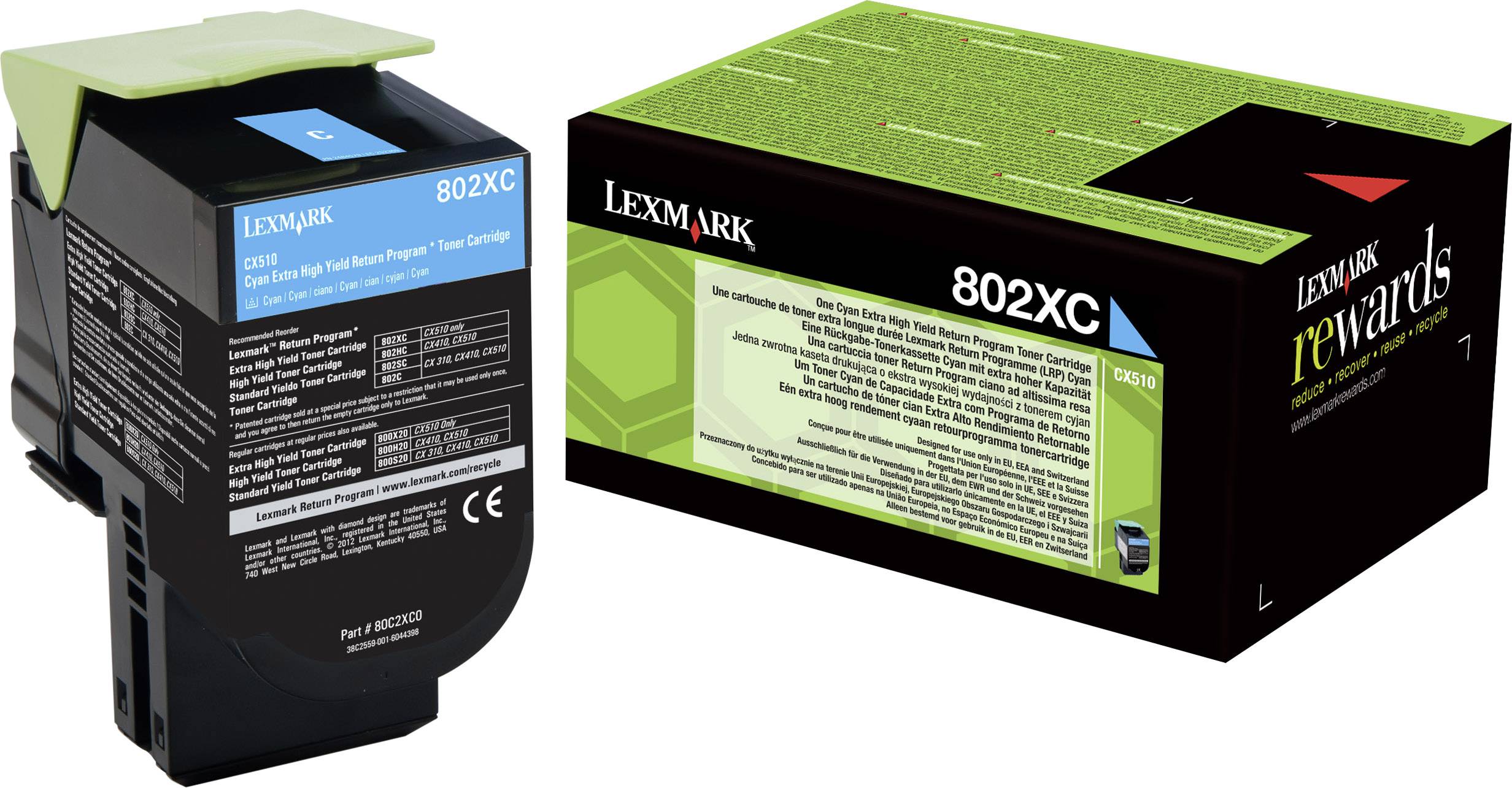 Lexmark Toner 802XC Origineel Cyaan 4000 bladzijden 80C2XC0