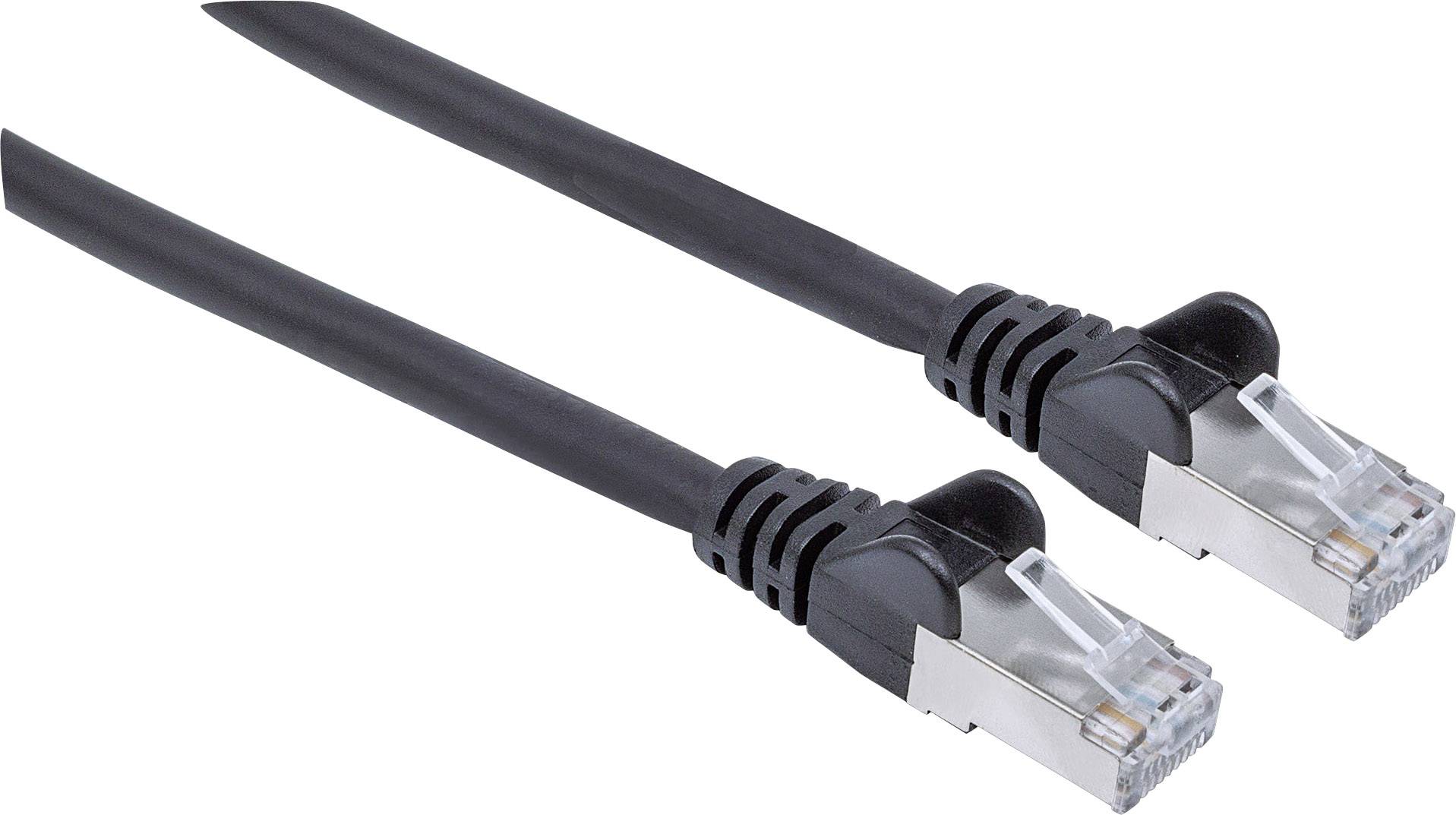 Intellinet 318846 RJ45 Netwerkkabel, patchkabel CAT 6A S/FTP 30.00 m Zwart Folie afscherming, Afscherming gevlochten, Ha