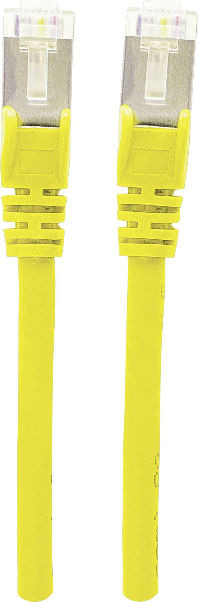 Intellinet 737104 RJ45 Netwerkkabel, patchkabel CAT 6A S/FTP 20.00 m Geel Folie afscherming, Afscherming gevlochten, Hal