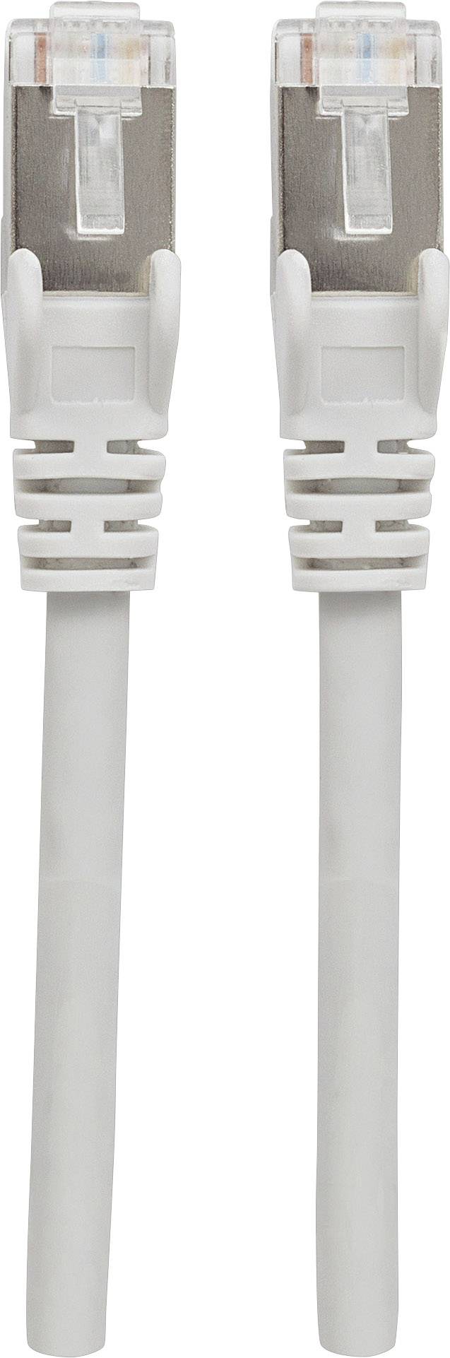 Intellinet 317245 RJ45 Netwerkkabel, patchkabel CAT 6A S/FTP 5.00 m Grijs Folie afscherming, Afscherming gevlochten, Hal