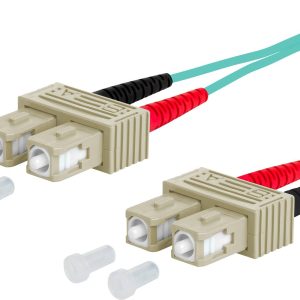 Metz Connect 151J1EOEO20E Glasvezel Optische vezel Aansluitkabel 2.00 m Turquoise [2x SC-stekker – 2x SC-stekker] 50/125