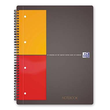 Oxford 100103664 Collegeblok Grijs, Oranje, Rood DIN A4+ Geruit Aantal pagina's: 80