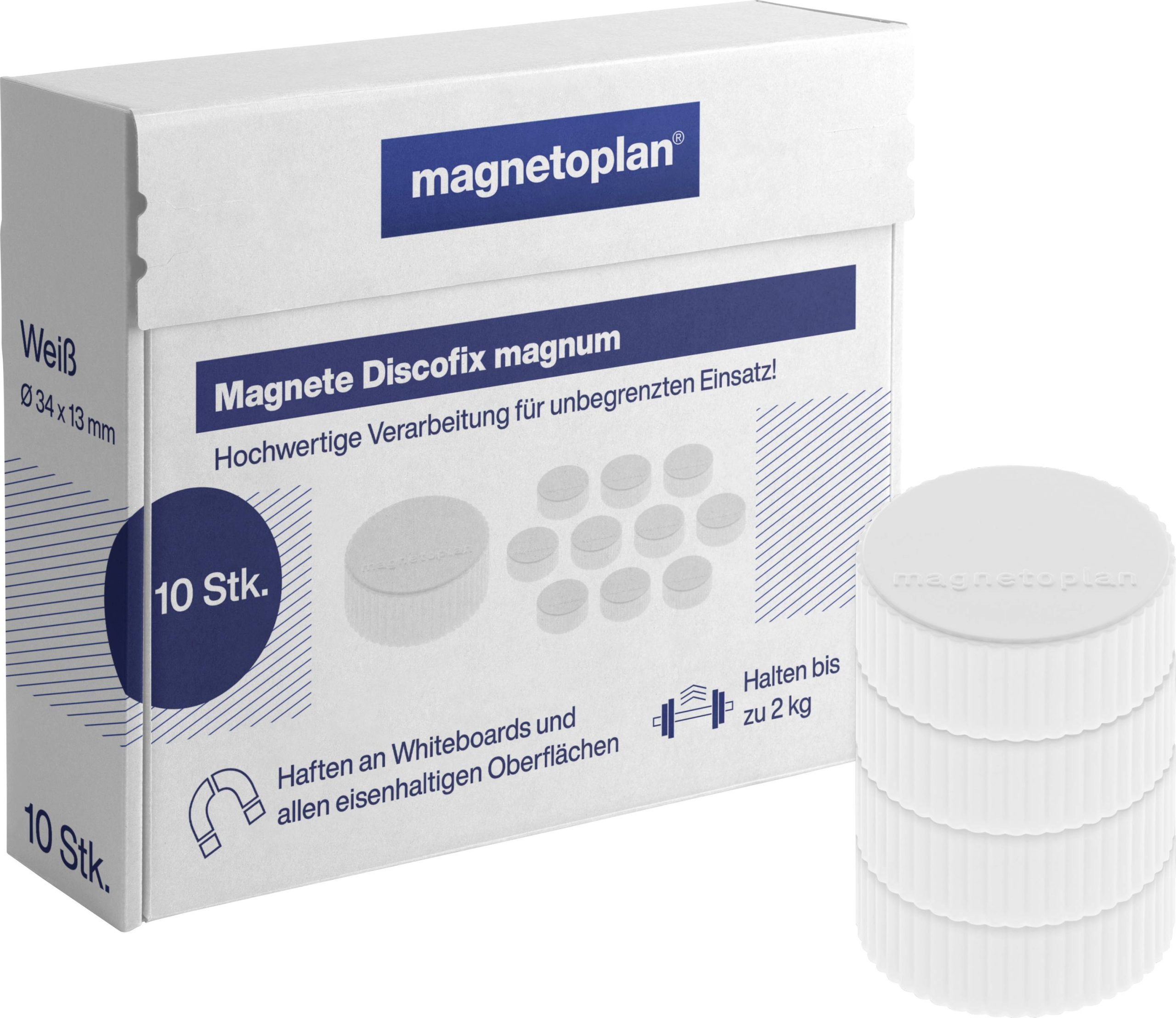 magnetoplan Magneet Discofix Magnum (Ø x h) 34 mm x 13 mm Rond Wit 10 stuk(s) 1660000