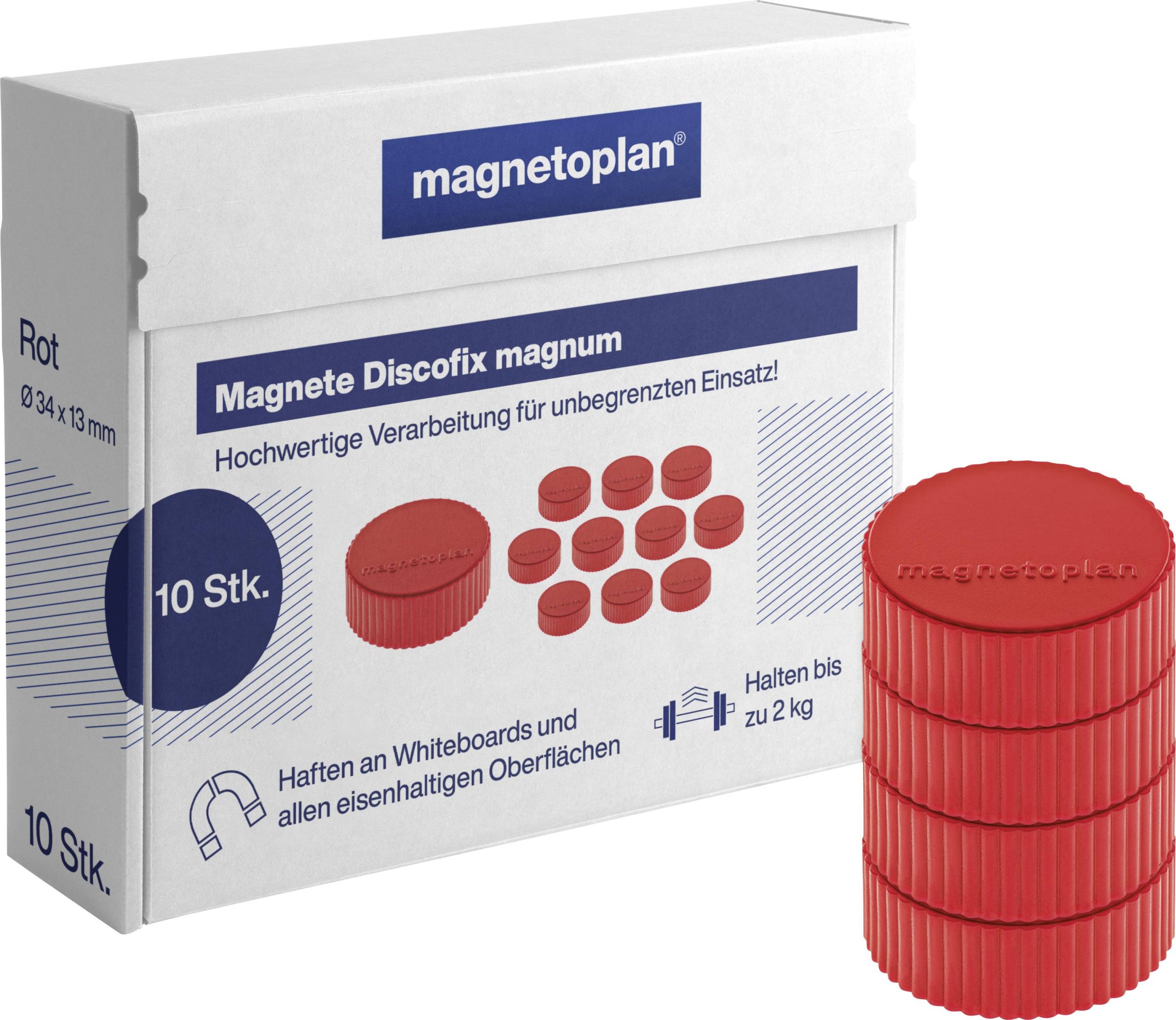 magnetoplan Magneet Discofix Magnum (Ø x h) 34 mm x 13 mm Rond Rood 10 stuk(s) 1660006