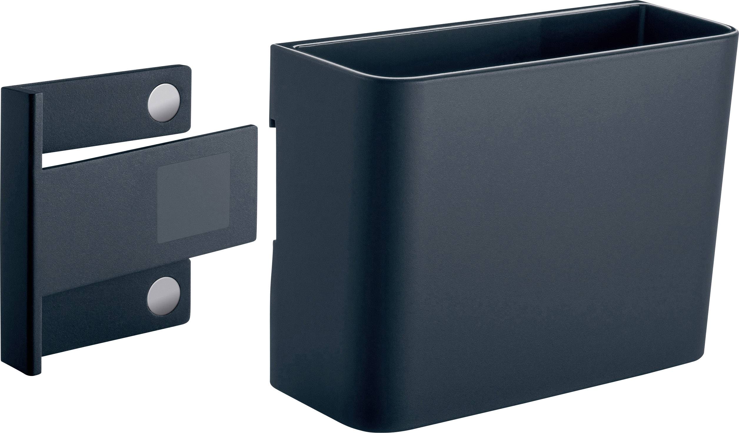 Sigel stiftenkoker M GL802, antraciet, inclusief magnetische clip voor bevestiging aan glazen magneetborden, kunststof,