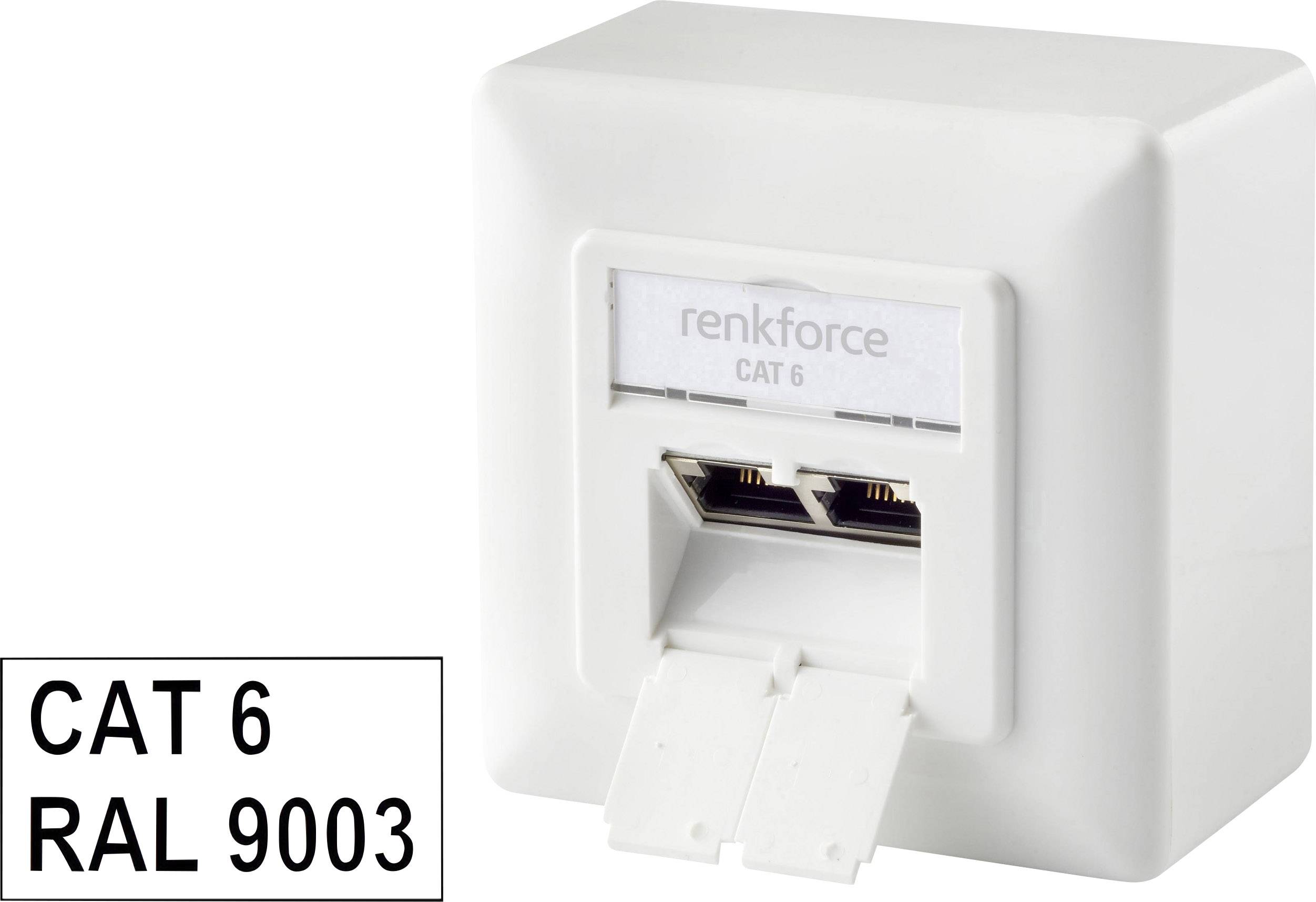 Renkforce NDA-6003 Netwerkdoos Opbouw (op muur) CAT 6 2 poorten Alpine-wit