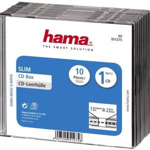 Hama 00051275 CD-hoes slim 1 CD/DVD/Blu-Ray Transparant, Zwart Polystereen 10 stuk(s) Hama 00051275 CD-hoes slim 1 CD/DVD/Blu-Ray Transparant, Zwart Polystereen 10 stuk(s)