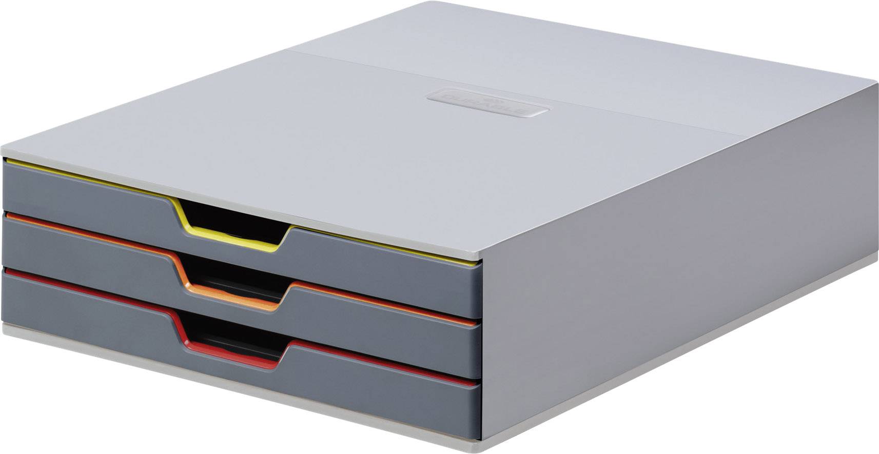 Durable VARICOLOR 3 - 7603 760327 Ladebox Grijs DIN A4, DIN C4, Folio, Letter Aantal lades: 3