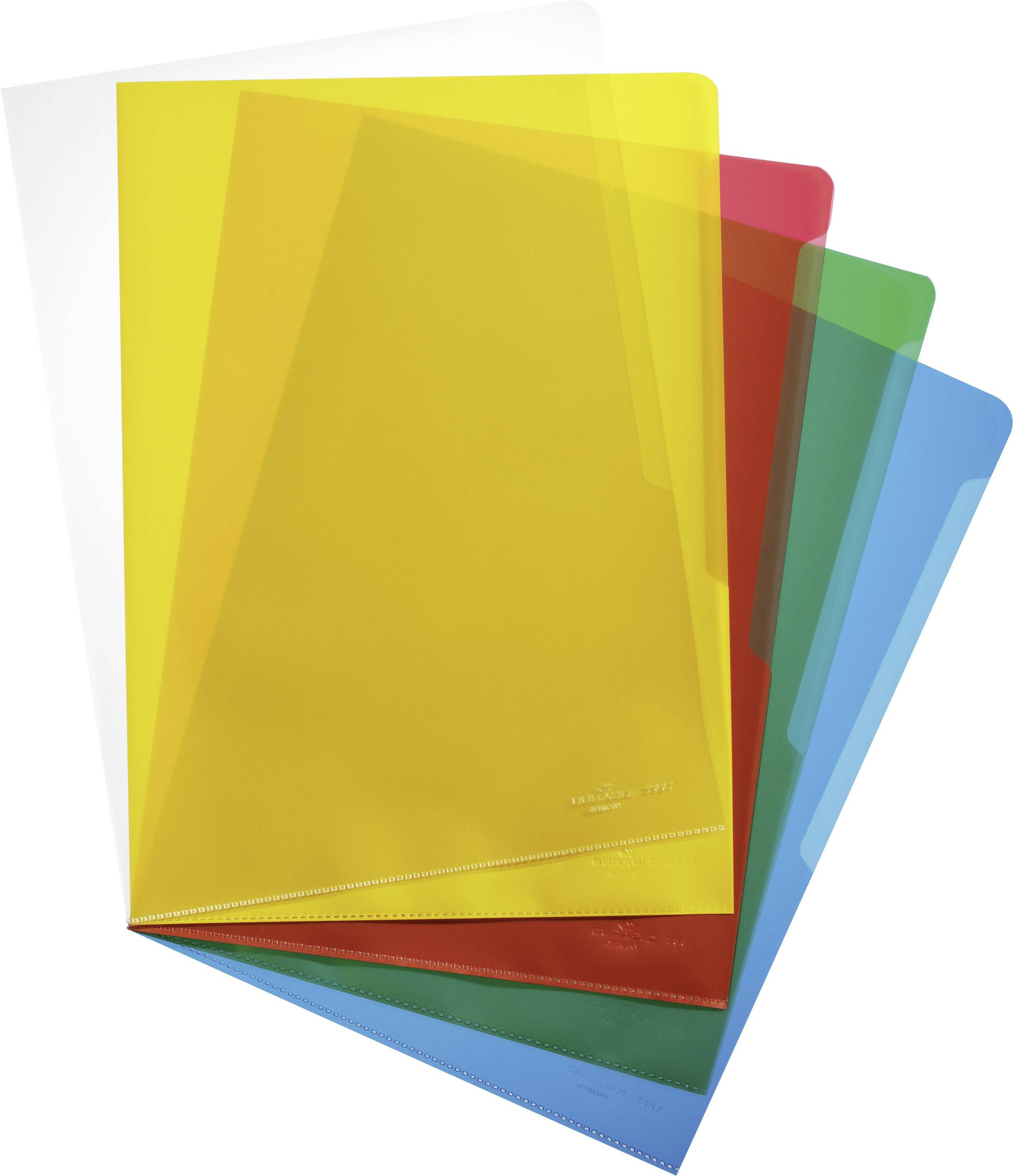 Durable Zichttassen 2337 DIN A4 Polypropyleen 0.12 mm Transparant, Geel, Rood, Groen, Blauw 233700 100 stuk(s)