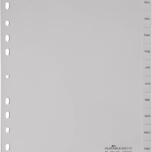Durable 6507 Register DIN A4 Dez.-Jan. Polypropyleen Grijs 12 tabbladen Bedrukte tabs 650710 Durable 6507 Register DIN A4 Dez.-Jan. Polypropyleen Grijs 12 tabbladen Bedrukte tabs 650710