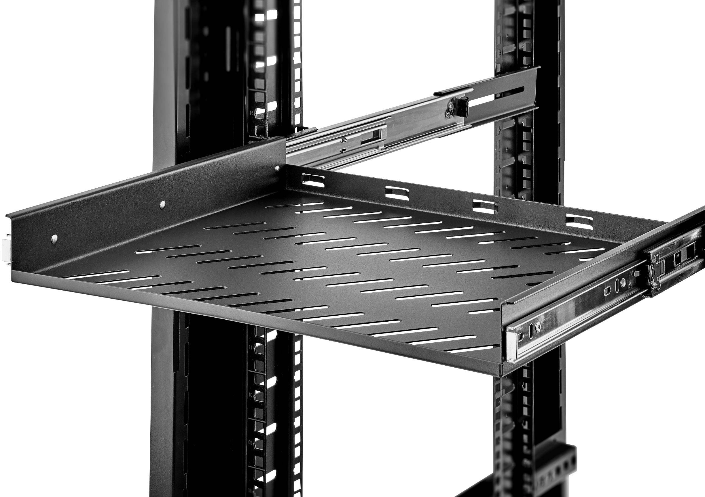 Renkforce RF-3432150 19 inch Apparaatbodem voor patchkast 1 HE Uittrekbaar Geschikt voor kastdiepte: vanaf 500 mm Zwart