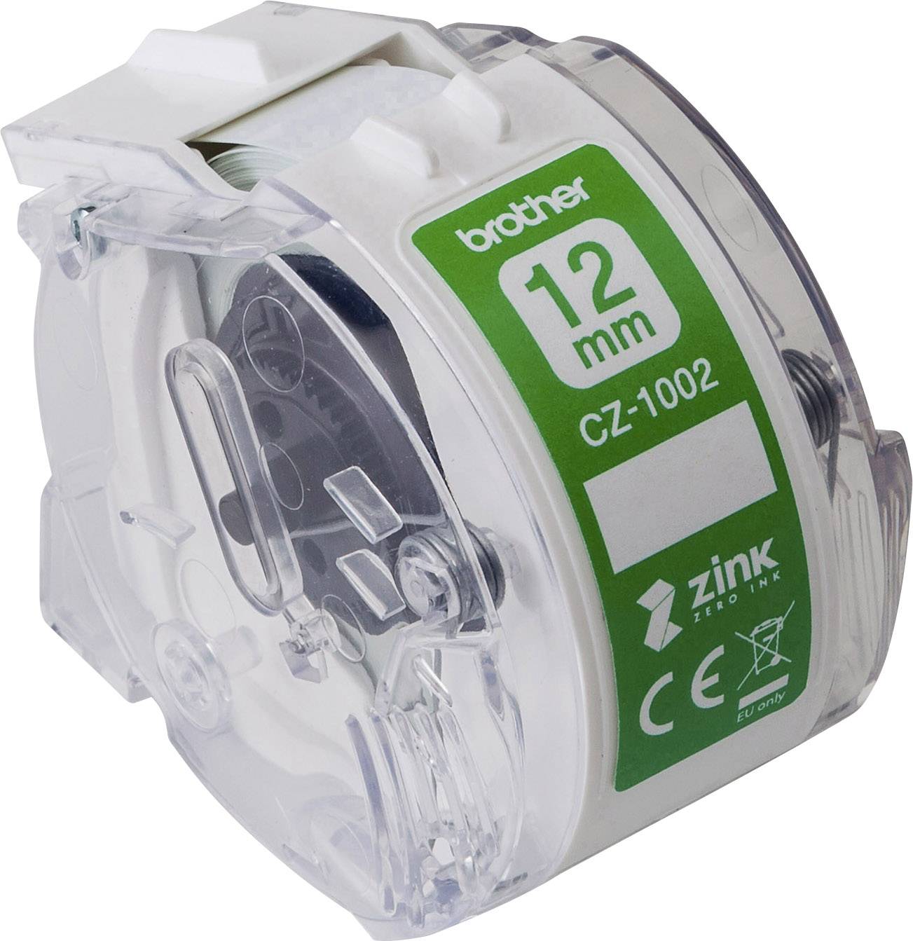 Brother CZ1002 Rol met etiketten 12 mm x 5 m Papier Wit 1 stuk(s) Permanent hechtend Gekleurde etikettenrol