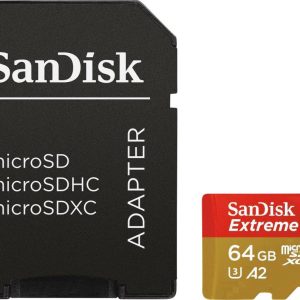 SanDisk Extreme™ microSDXC-kaart 64 GB Class 10, UHS-I, UHS-Class 3, v30 Video Speed Class A2-vermogensstandaard SanDisk Extreme™ microSDXC-kaart 64 GB Class 10, UHS-I, UHS-Class 3, v30 Video Speed Class A2-vermogensstandaard