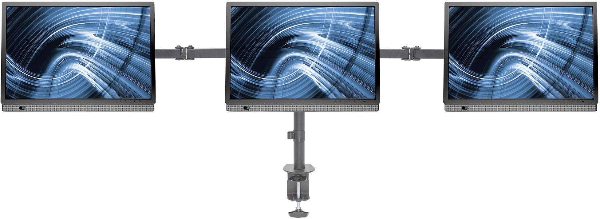 Manhattan 461658 Monitor-tafelbeugel Aantal monteerbare displays: 3 Display(s) 33,0 cm (13") - 68,6 cm (27") Zwart In ho