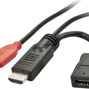 LINDY 41080 HDMI-kabel HDMI Stroomkabel HDMI-A-stekker, USB-A stekker, HDMI-A-bus 0.15 m Zwart