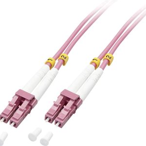 LINDY 46344 Glasvezel Optische vezel Aansluitkabel 10.00 m Pink [1x LC-stekker – 1x LC-stekker] 50/125 µ Multimode OM4