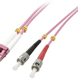 LINDY 46352 Glasvezel Optische vezel Aansluitkabel 3.00 m Pink [1x LC-stekker – 1x ST-stekker] 50/125 µ Multimode OM4