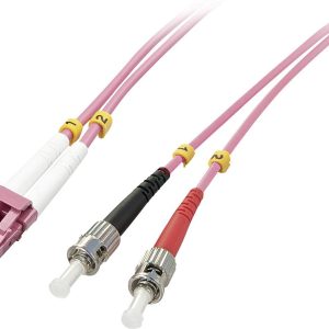 LINDY 46350 Glasvezel Optische vezel Aansluitkabel 1.00 m Pink [1x LC-stekker – 1x ST-stekker] 50/125 µ Multimode OM4