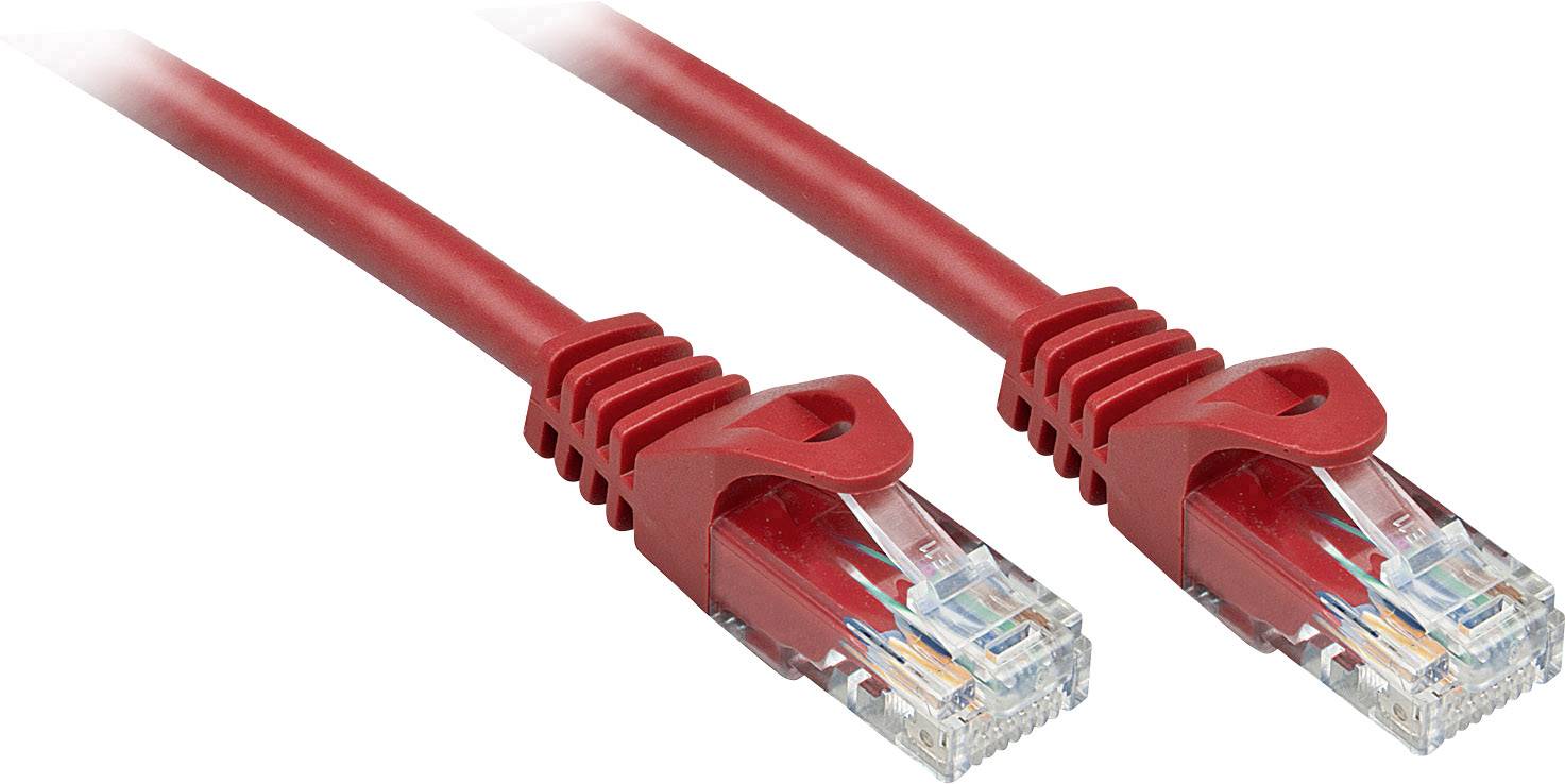 LINDY 48180 RJ45 Netwerkkabel, patchkabel CAT 6 U/UTP 0.30 m Rood Snagless 1 stuk(s)