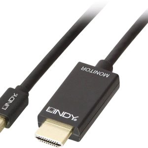 LINDY 36927 DisplayPort-kabel Mini-displayport / HDMI Adapterkabel Mini DisplayPort-stekker, HDMI-A-stekker 2.00 m Zwart LINDY 36927 DisplayPort-kabel Mini-displayport / HDMI Adapterkabel Mini DisplayPort-stekker, HDMI-A-stekker 2.00 m Zwart