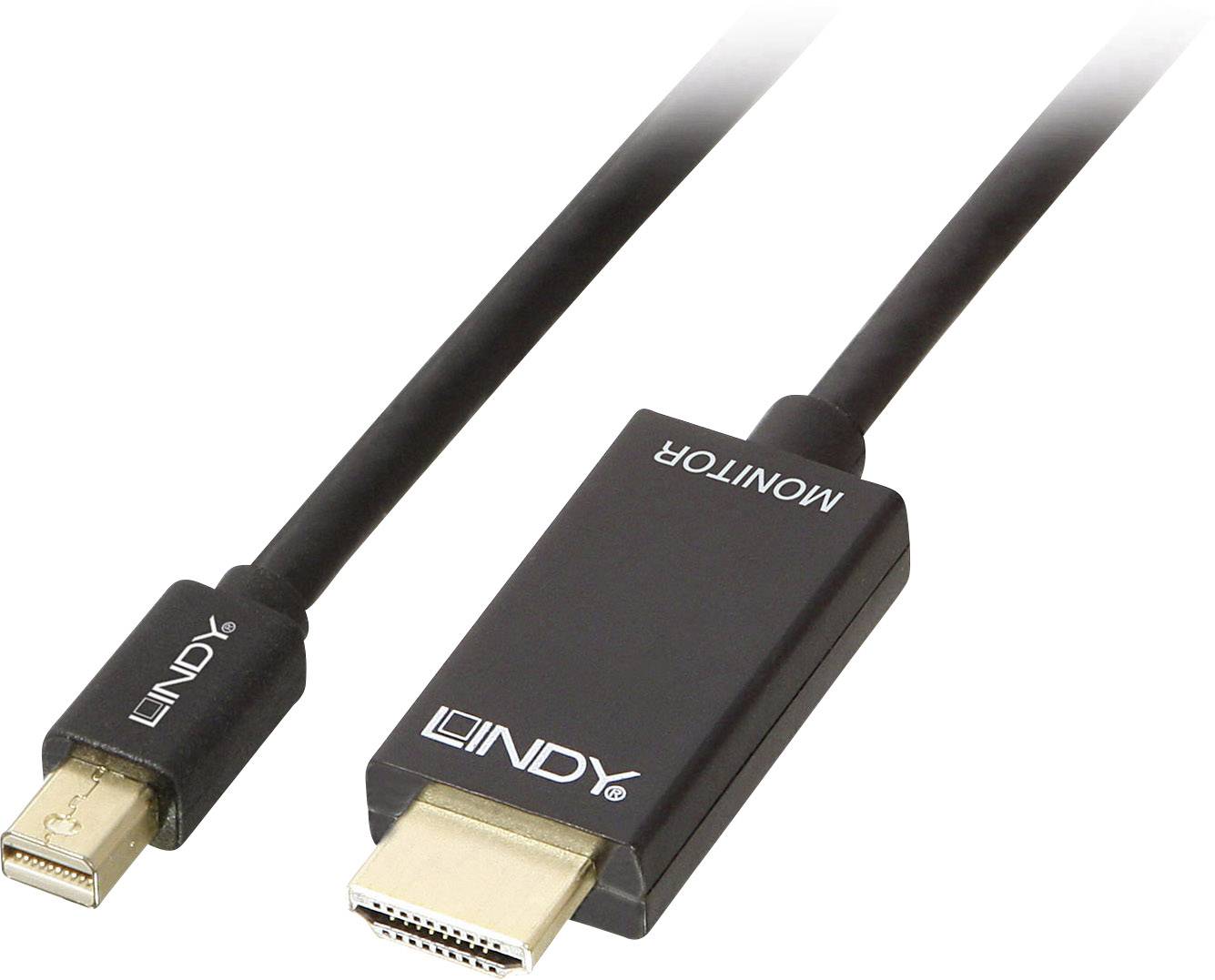 LINDY 36927 DisplayPort-kabel Mini-displayport / HDMI Adapterkabel Mini DisplayPort-stekker, HDMI-A-stekker 2.00 m Zwart