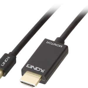 LINDY 36928 DisplayPort-kabel Mini-displayport / HDMI Adapterkabel Mini DisplayPort-stekker, HDMI-A-stekker 3.00 m Zwart LINDY 36928 DisplayPort-kabel Mini-displayport / HDMI Adapterkabel Mini DisplayPort-stekker, HDMI-A-stekker 3.00 m Zwart