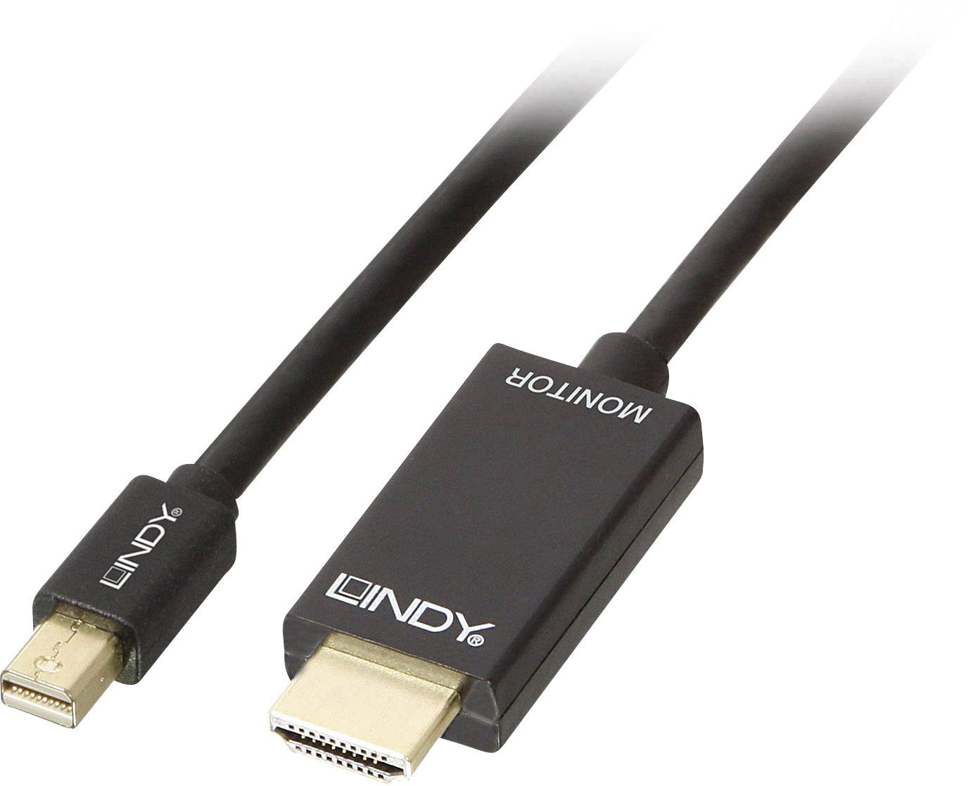 LINDY 36928 DisplayPort-kabel Mini-displayport / HDMI Adapterkabel Mini DisplayPort-stekker, HDMI-A-stekker 3.00 m Zwart