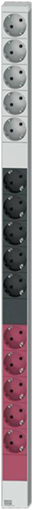 Bachmann 800.0107 19 inch Stekkerdoos voor patchkast 1 HE Geaarde contactdoos Aluminium profiel Meerdere kleuren