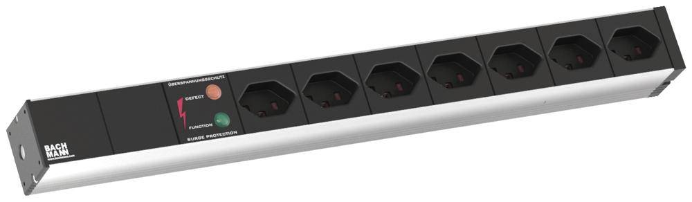 Bachmann 800.1258 19 inch Stekkerdoos voor patchkast 1 HE Overspanningsbescherming