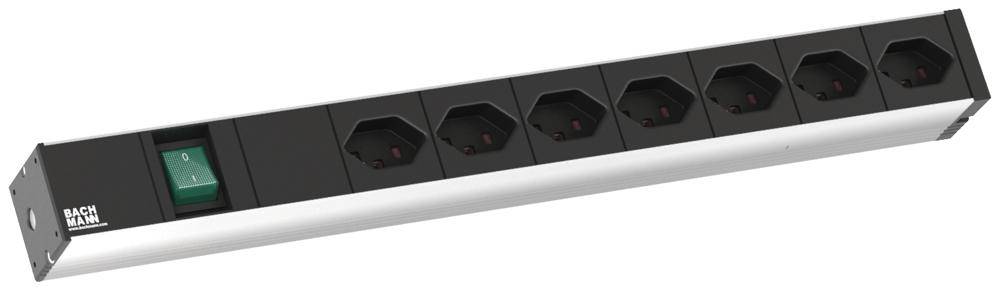 Bachmann 800.1264 19 inch Stekkerdoos voor patchkast 1 HE Variabele bevestigingsrails