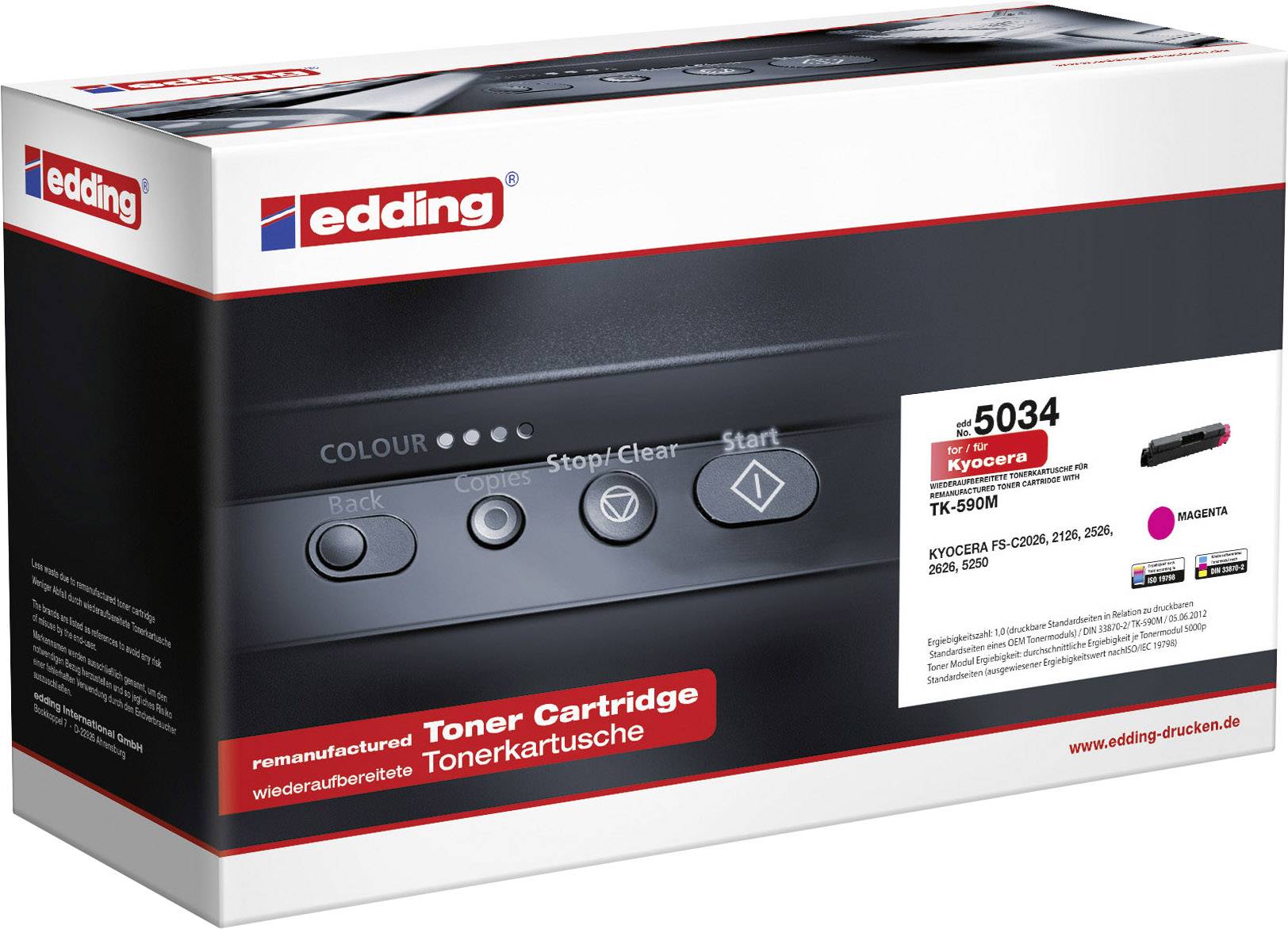 Edding Toner vervangt Kyocera TK-590M Compatibel Magenta 5000 bladzijden edding 5034 18-5034