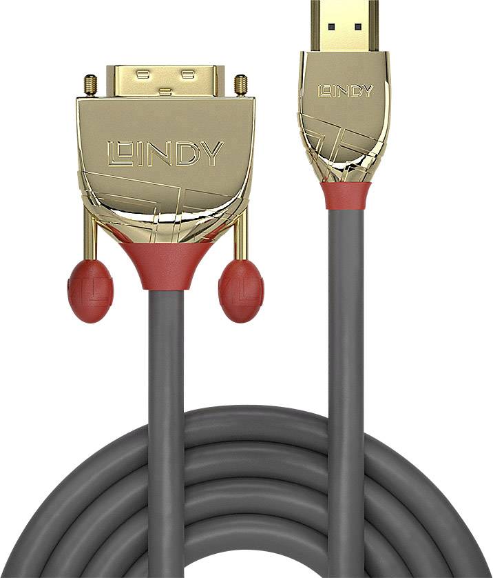 LINDY 36199 HDMI-kabel HDMI / DVI Adapterkabel HDMI-A-stekker, DVI-D 18+1-polige stekker 15.00 m Goud