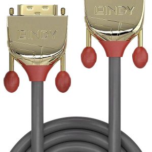 LINDY 36206 DVI-kabel DVI Aansluitkabel DVI-D 24+1-polige stekker, DVI-D 24+1-polige stekker 10.00 m Goud