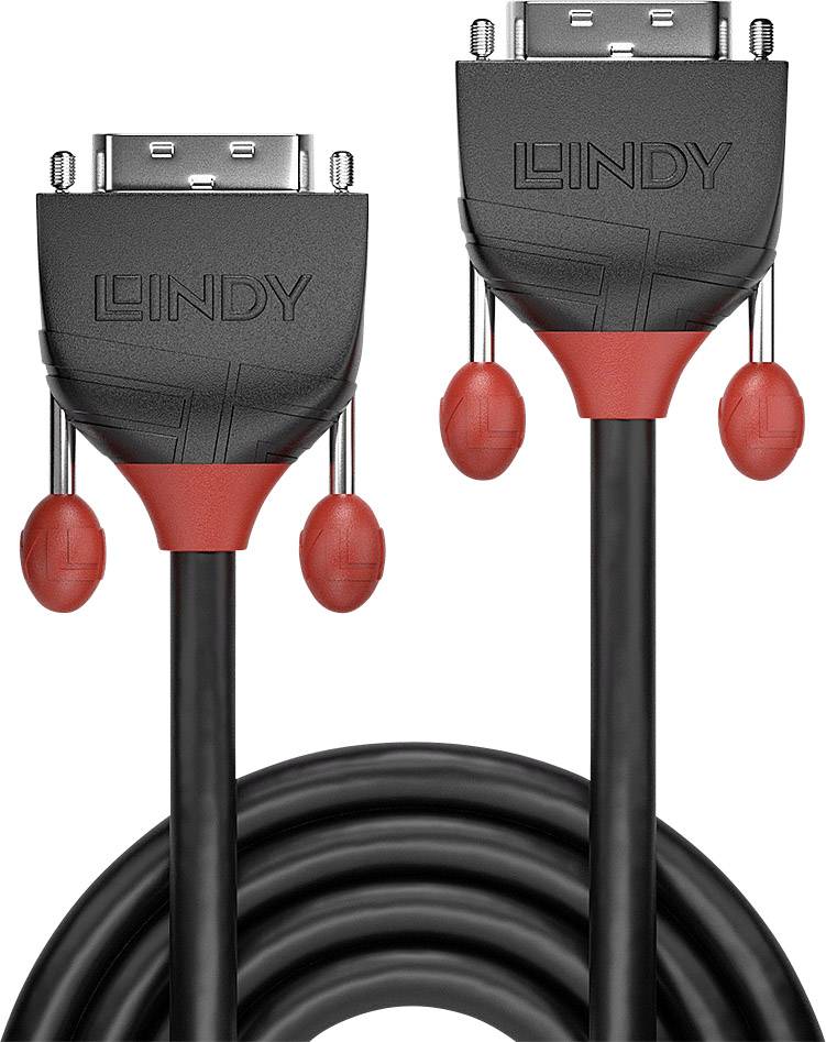 LINDY 36253 DVI-kabel DVI Aansluitkabel DVI-D 24+1-polige stekker, DVI-D 24+1-polige stekker 3.00 m Zwart