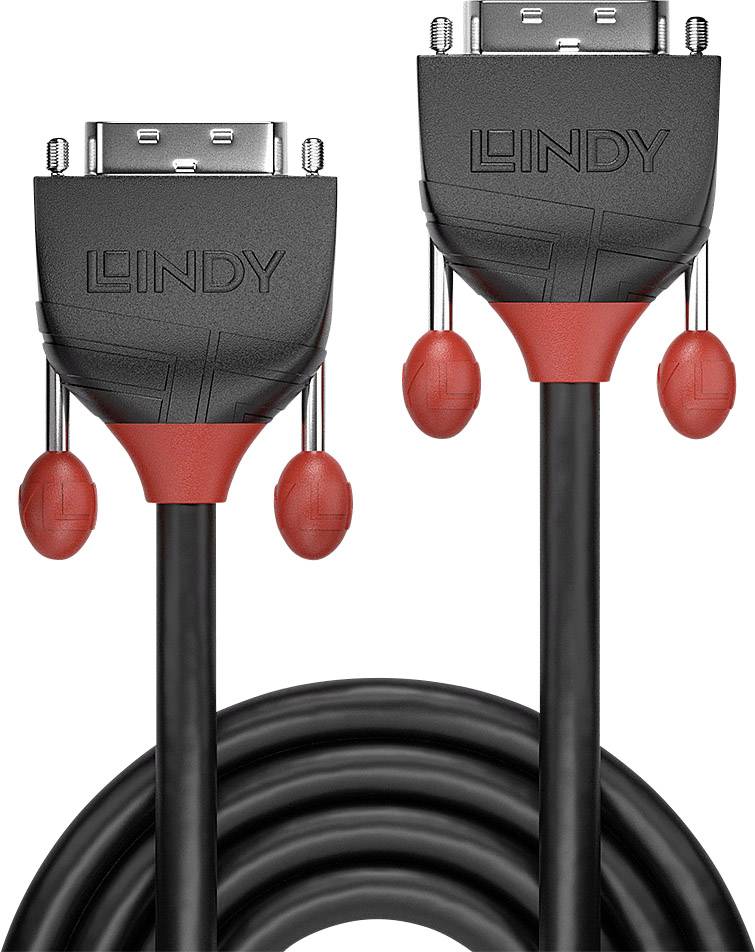 LINDY 36256 DVI-kabel DVI Aansluitkabel DVI-D 18+1-polige stekker, DVI-D 18+1-polige stekker 2.00 m Zwart