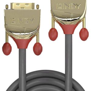 LINDY 36201 DVI-kabel DVI Aansluitkabel DVI-D 24+1-polige stekker, DVI-D 24+1-polige stekker 1.00 m Grijs
